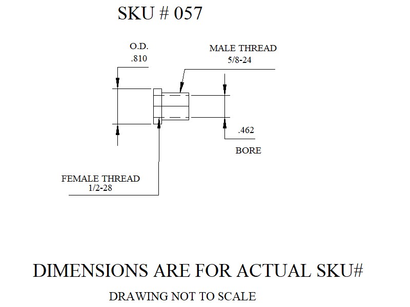 1/2"×28 RH (female) to 5/8"×24 RH (male) Thread Adapter - SKU#057 - Image 2