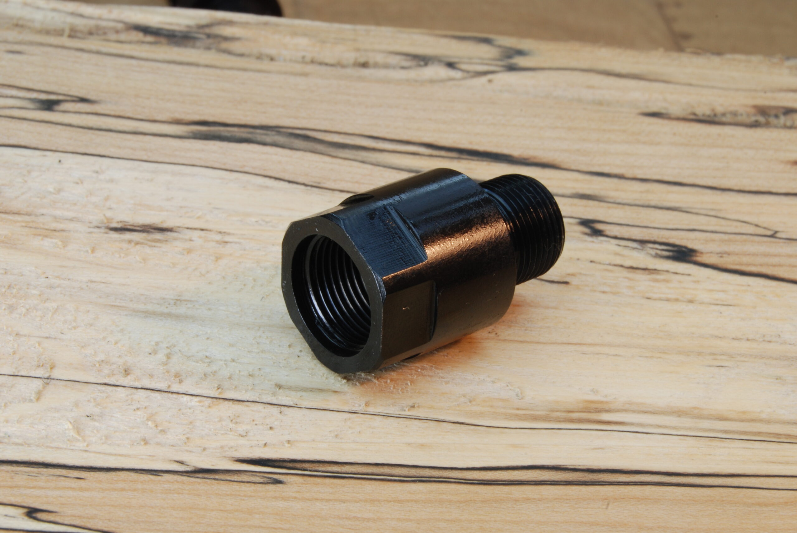 M13.5 x 1 LH (female) to 1/2" x 28 (male) - Barrel Adapter Thread Converter - SKU#050