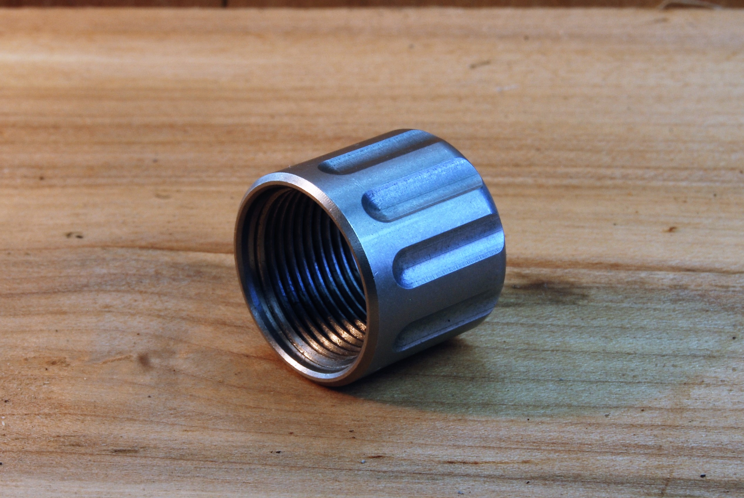 5/8"- 24 TPI, Stainless Steel Fluted Thread Protector .750" OD x .625" Long - SKU#9521 - Image 2