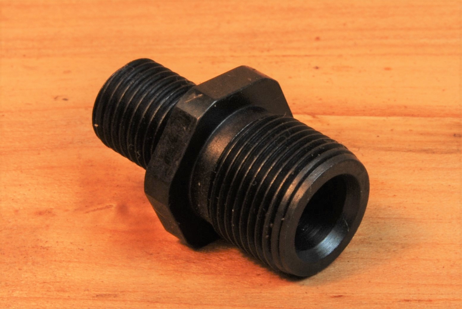 Male to Male Adapter, 3/8"-24 male to 1/2"-28 male muzzle thread adapter - SKU#054