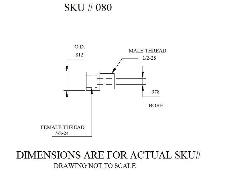 5/8"-24 (female) to 1/2"-28 (male) Thread Converter / Adapter - SKU#080 - Image 2