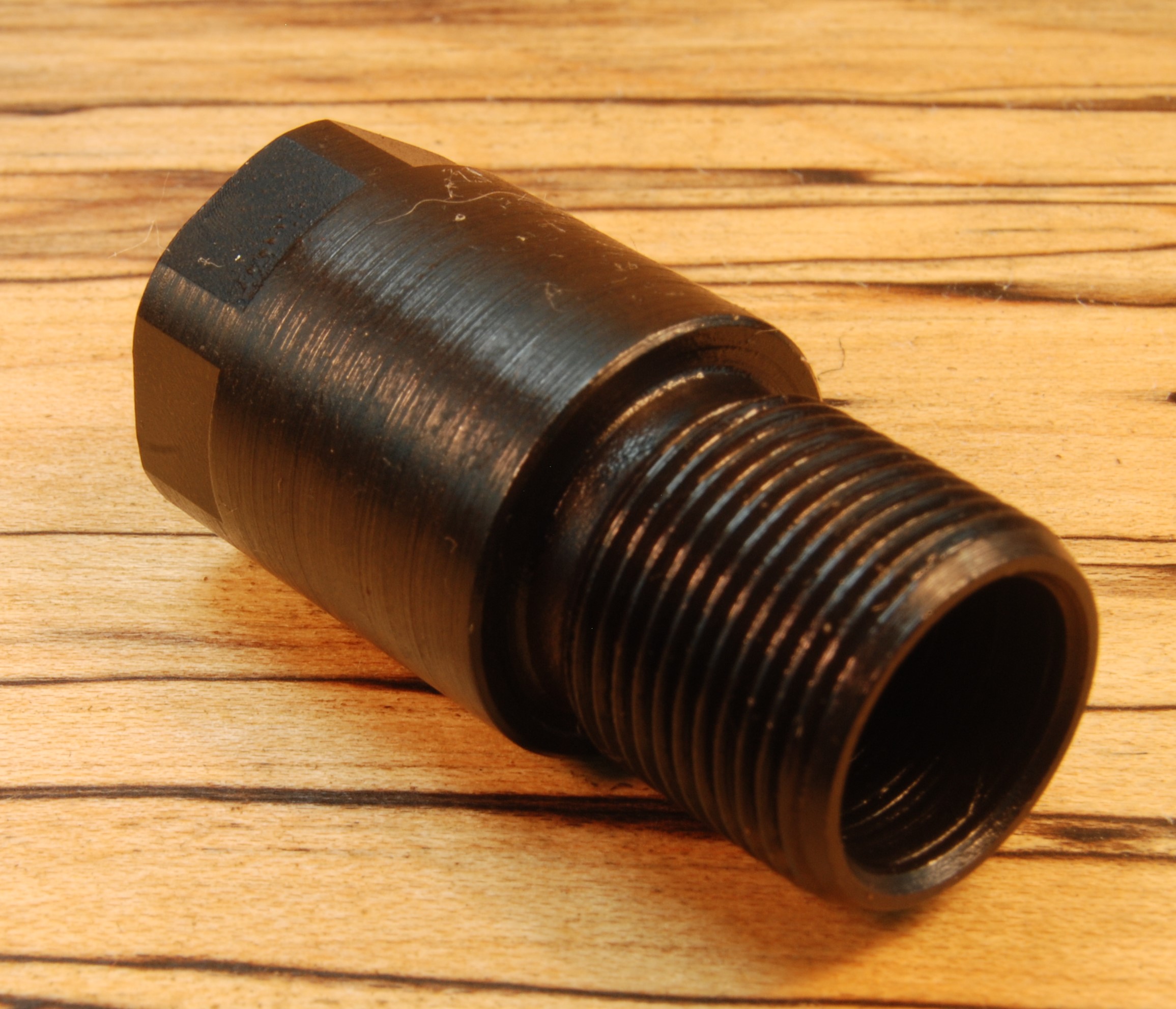 9/16"-24 LH (LEFT Hand female) to 5/8"-24 (male) Thread Converter - SKU#089