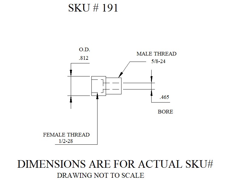 1/2"-28 TPI to 5/8"-24 TPI -EXTENSION,Threaded Adapter (3/4") Length - SKU#191 - Image 2