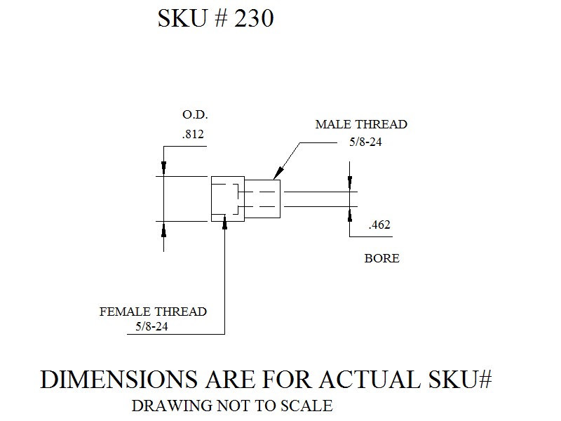 5/8"×24 RH (female) to 5/8"×24 RH (male) 1" Barrel Extension - SKU#230 - Image 2